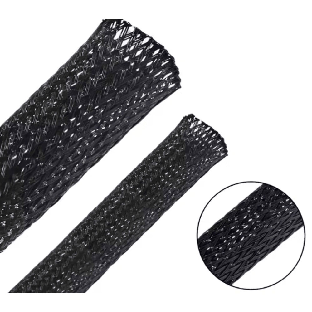 Black PET Braided Cable Sleeve FlameRetardant Wire Protection Tubing 1100M 4