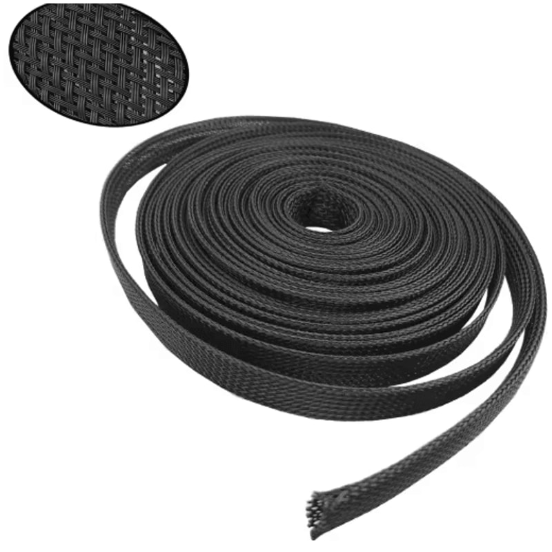 Black PET Braided Cable Sleeve FlameRetardant Wire Protection Tubing 1100M 5