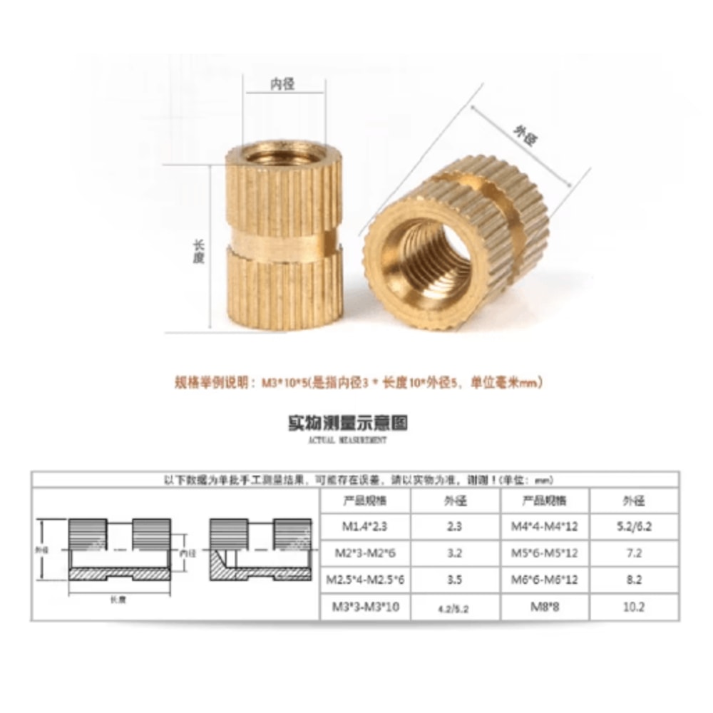 Brass Knurled Thread Insert Nuts Injection Molding Inserts M1M10 5100pcs 2
