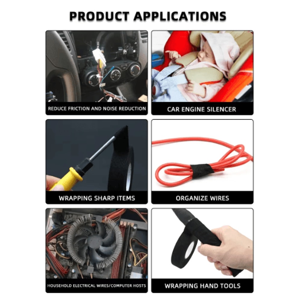 HeatResistant Fabric Tape For Automotive Wiring Harness Cable Looms 1