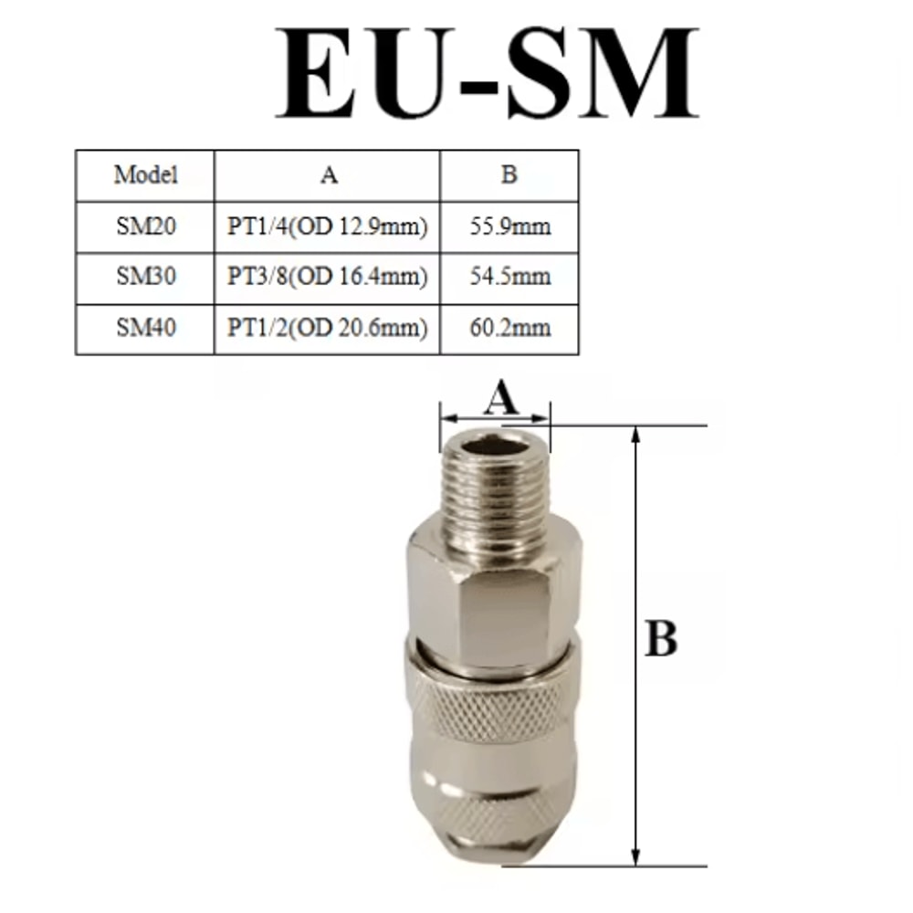 EU Standard Pneumatic Quick Connector For Air Hose And Compressor Fittings 6