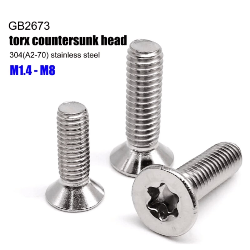 GB2673 Torx Flat Countersunk Screws A2 70 304 Stainless Steel M14 M8 5