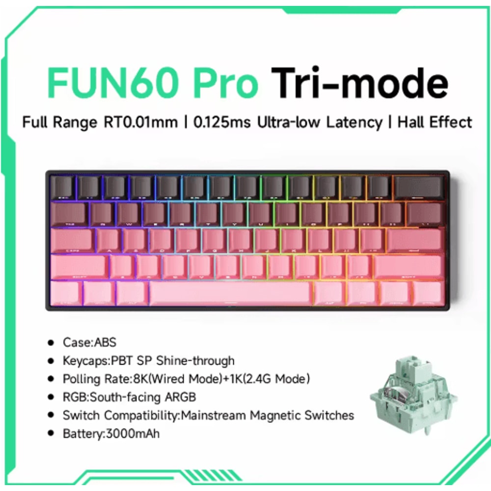 MONSGEEK FUN60 PRO MAX HE Magnetic Switch 60 Wireless Gaming Keyboard With Rapid Trigger 8K Polli 11