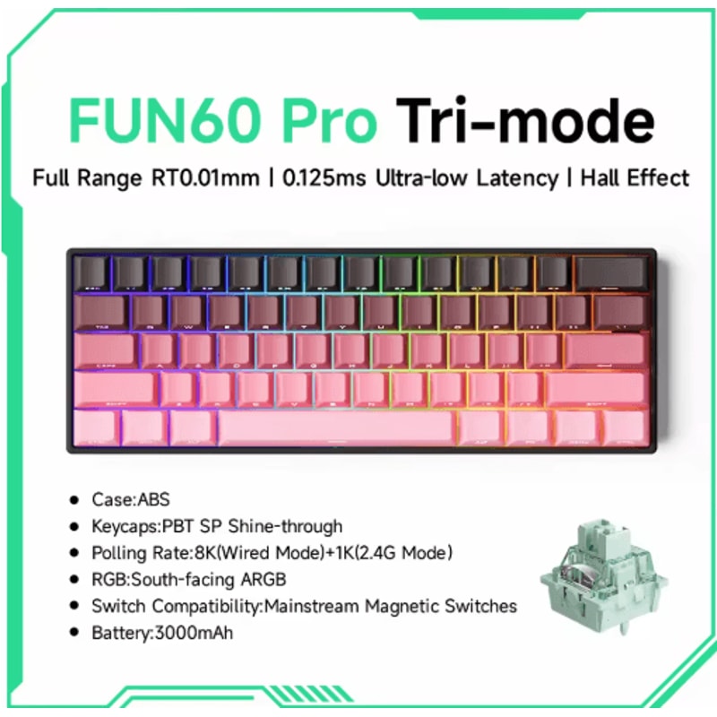 MONSGEEK FUN60 PRO MAX HE Magnetic Switch 60 Wireless Gaming Keyboard With Rapid Trigger 8K Polli 11