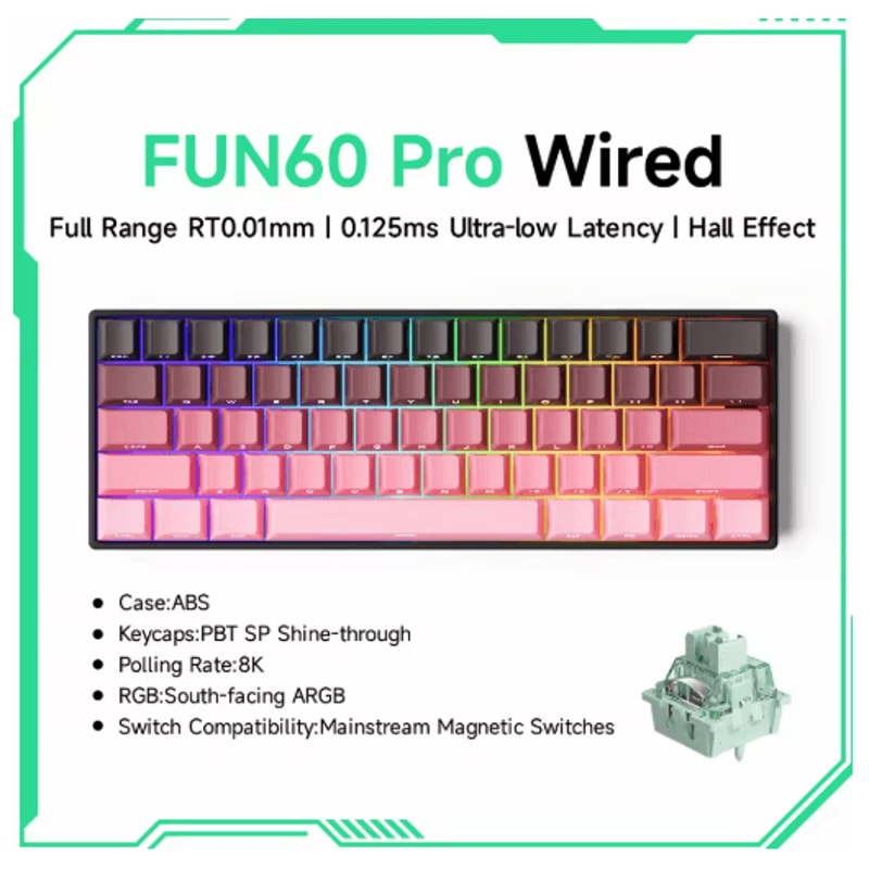 MONSGEEK FUN60 PRO MAX HE Magnetic Switch 60 Wireless Gaming Keyboard With Rapid Trigger 8K Polli 14