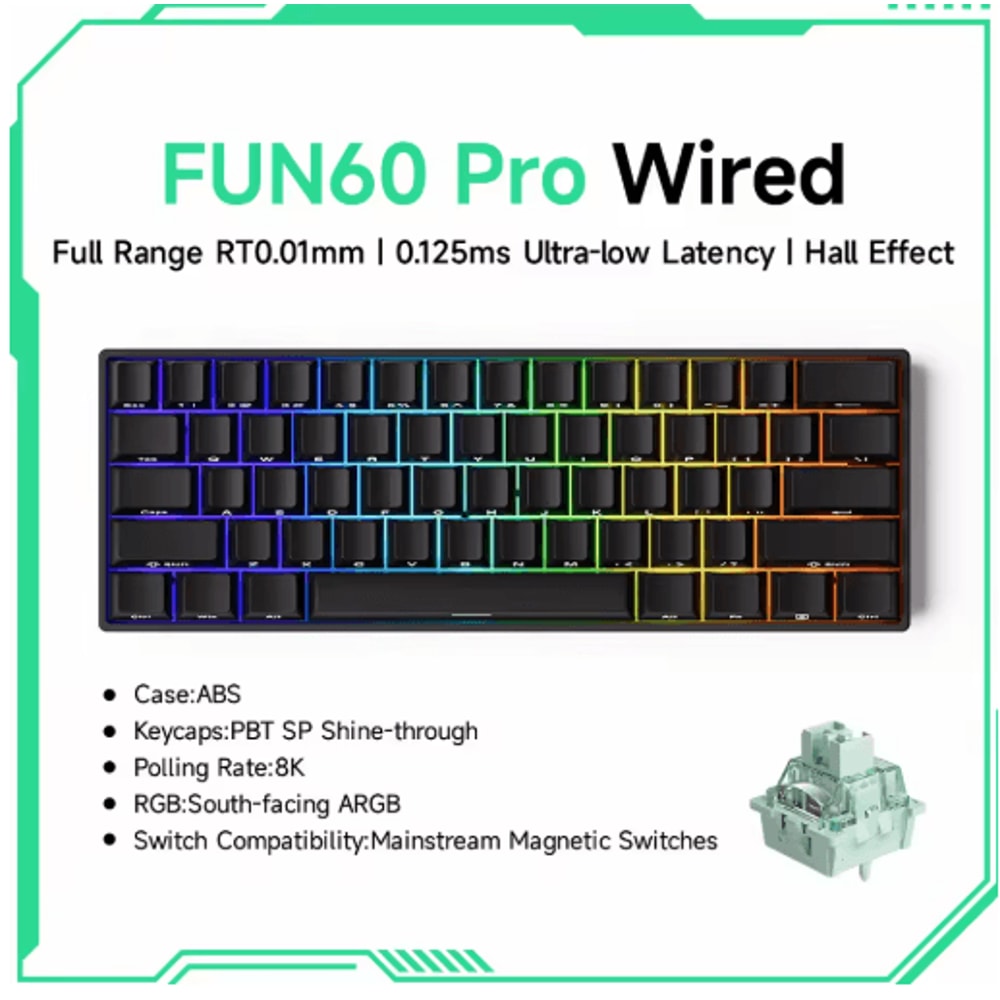 MONSGEEK FUN60 PRO MAX HE Magnetic Switch 60 Wireless Gaming Keyboard With Rapid Trigger 8K Polli 15
