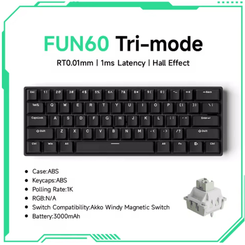 MONSGEEK FUN60 PRO MAX HE Magnetic Switch 60 Wireless Gaming Keyboard With Rapid Trigger 8K Polli 16
