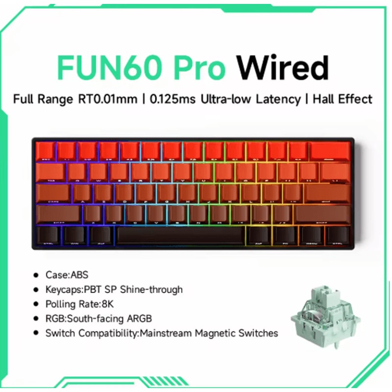 MONSGEEK FUN60 PRO MAX HE Magnetic Switch 60 Wireless Gaming Keyboard With Rapid Trigger 8K Polli 17