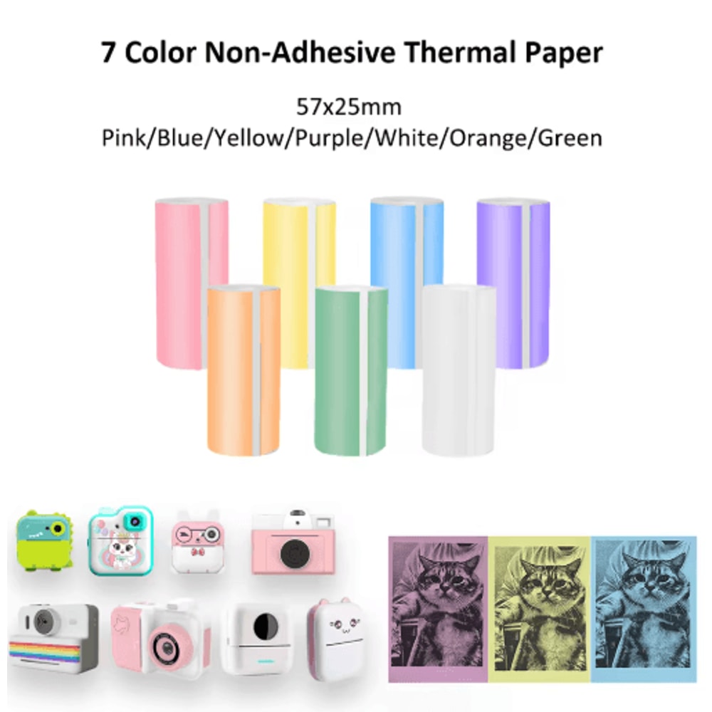 Kids Instant Camera Thermal Paper Refill Rolls BPAFree 57by25mm White NonAdhesive 1