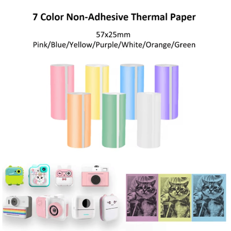 Kids Instant Camera Thermal Paper Refill Rolls BPAFree 57by25mm White NonAdhesive 1