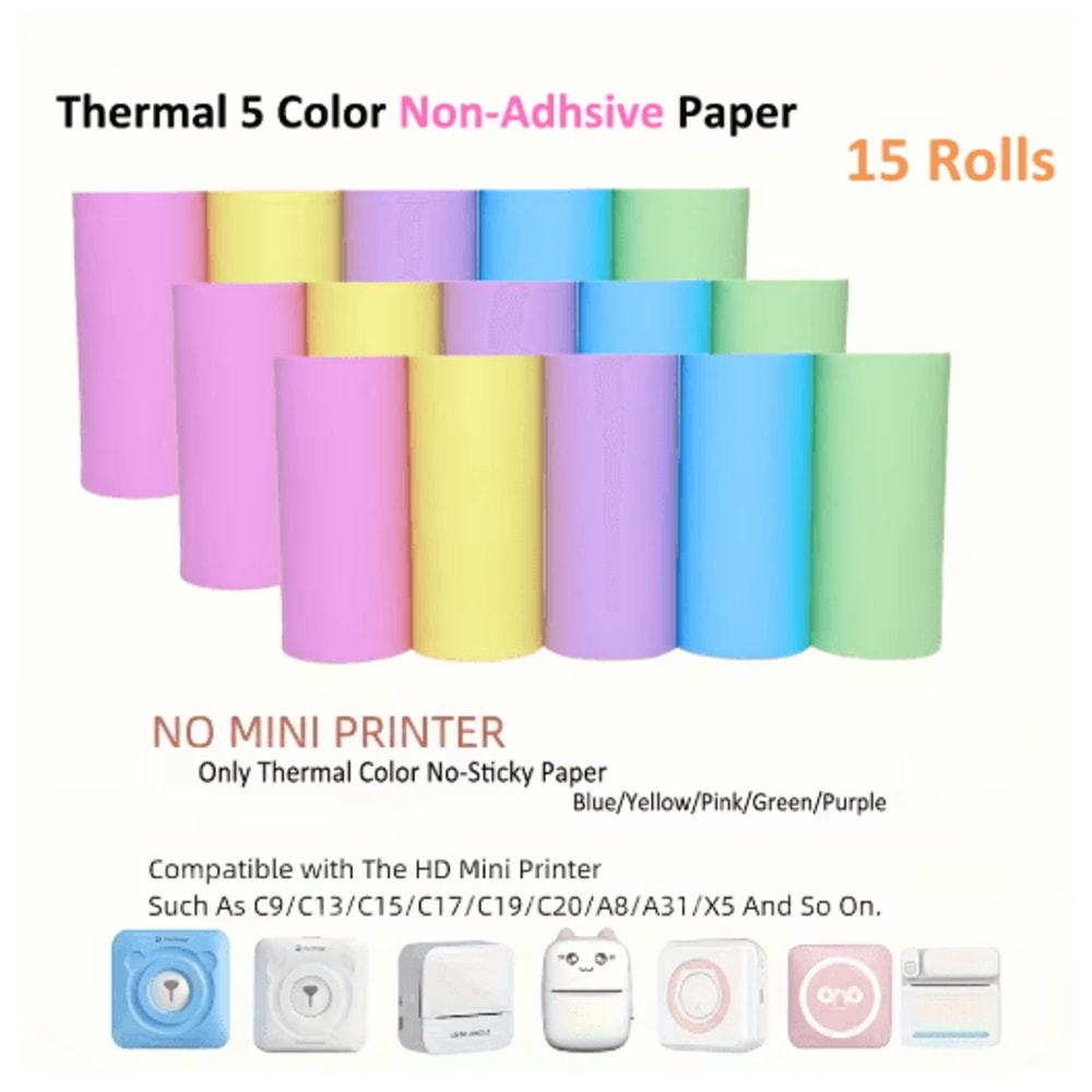 Kids Instant Camera Thermal Paper Refill Rolls BPAFree 57by25mm White NonAdhesive 14