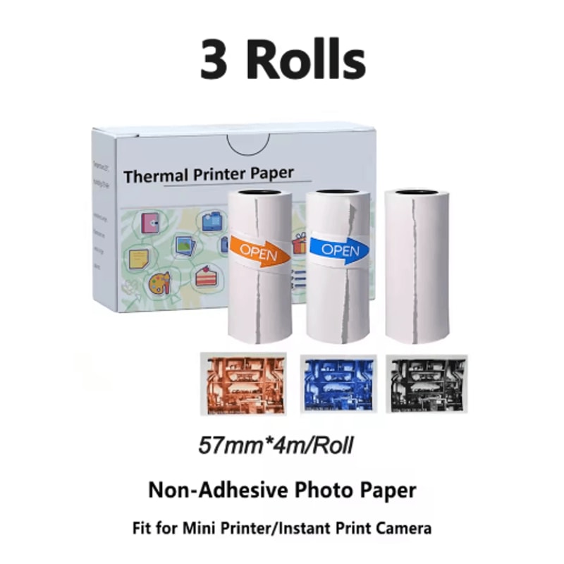 Kids Instant Camera Thermal Paper Refill Rolls BPAFree 57by25mm White NonAdhesive 18