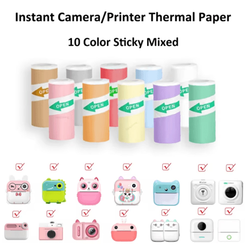 Kids Instant Camera Thermal Paper Refill Rolls BPAFree 57by25mm White NonAdhesive 3