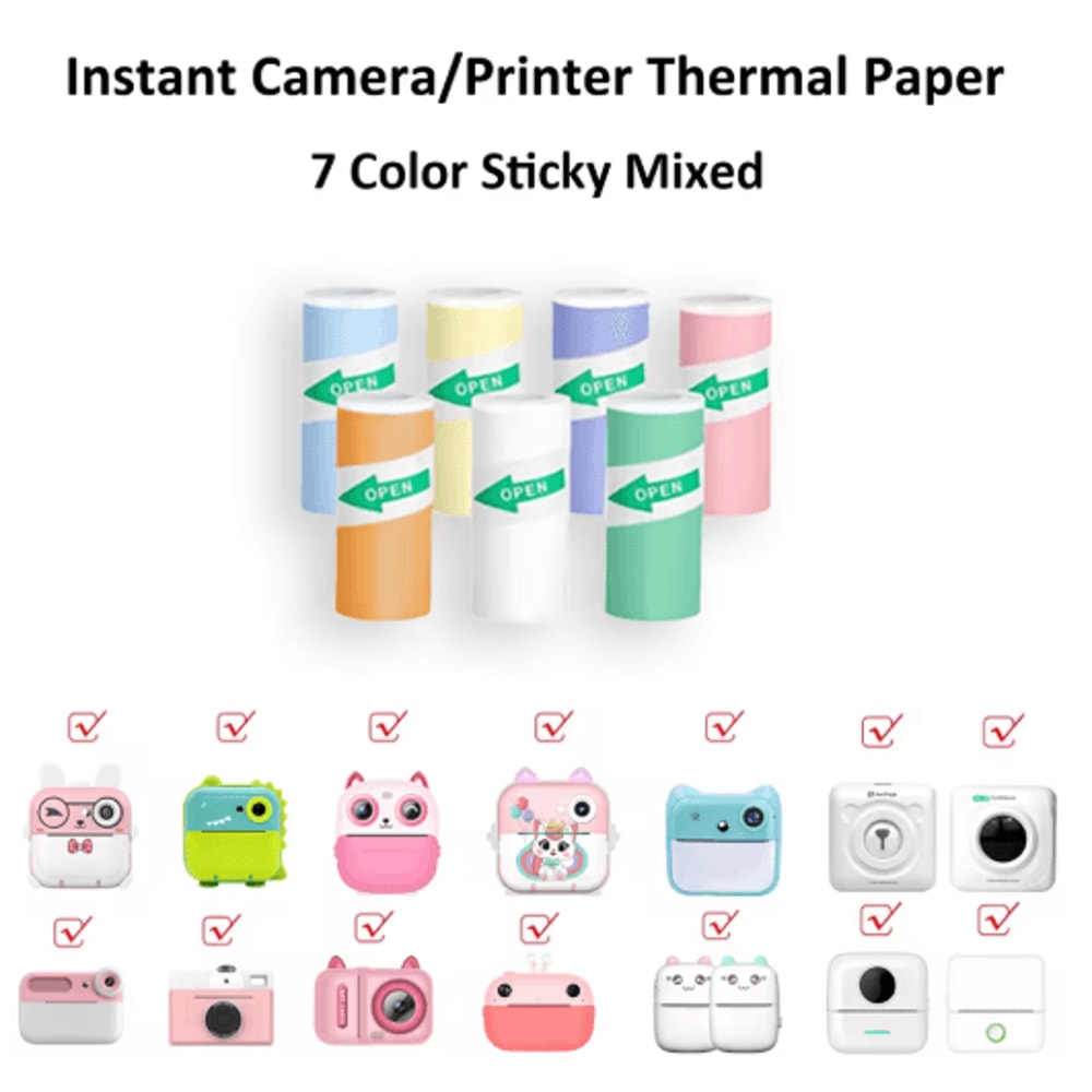 Kids Instant Camera Thermal Paper Refill Rolls BPAFree 57by25mm White NonAdhesive 4