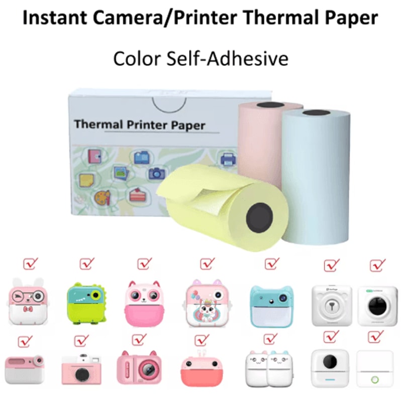 Kids Instant Camera Thermal Paper Refill Rolls BPAFree 57by25mm White NonAdhesive 9