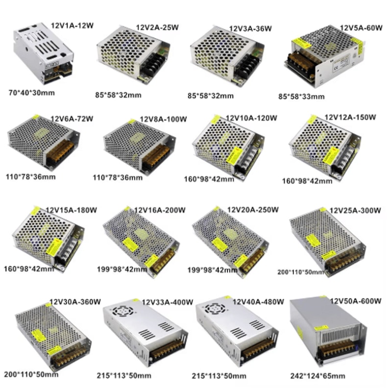 AC 220V To DC 5V 12V 24V 36V Switching Power Supply SMPS 1A30A 4