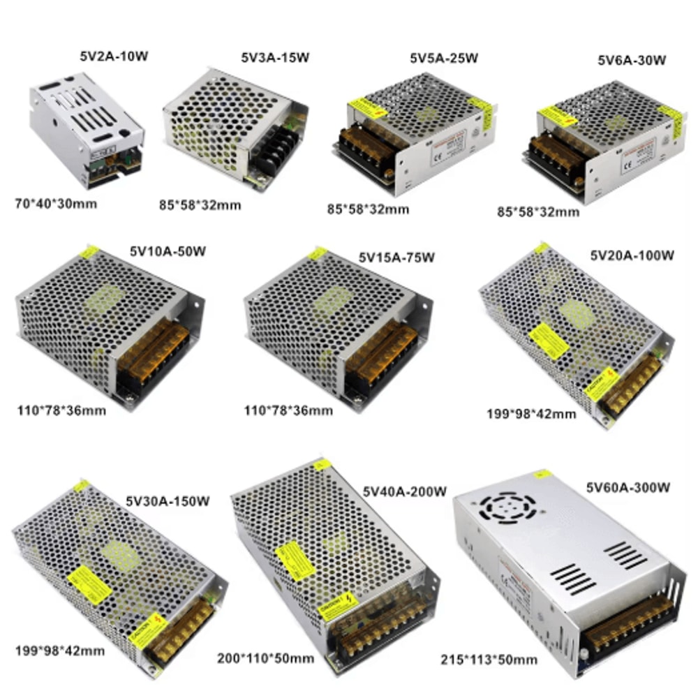 AC 220V To DC 5V 12V 24V 36V Switching Power Supply SMPS 1A30A 5