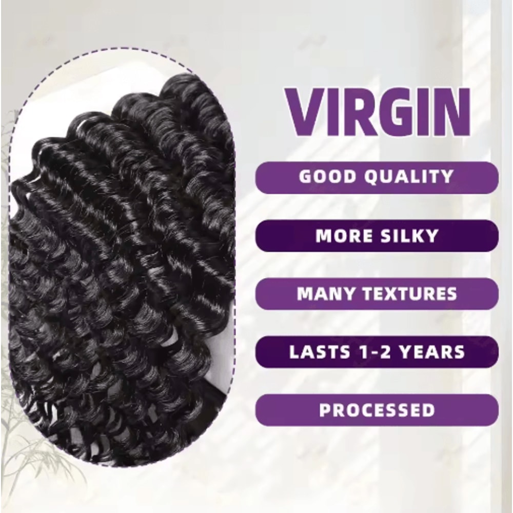 3034 Inch Deep Wave Virgin Human Hair Bundles Raw Unprocessed Double Weft 1