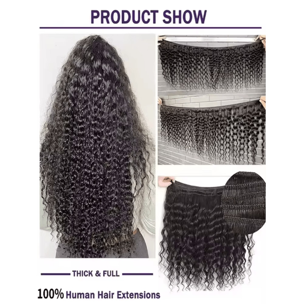 3034 Inch Deep Wave Virgin Human Hair Bundles Raw Unprocessed Double Weft 4