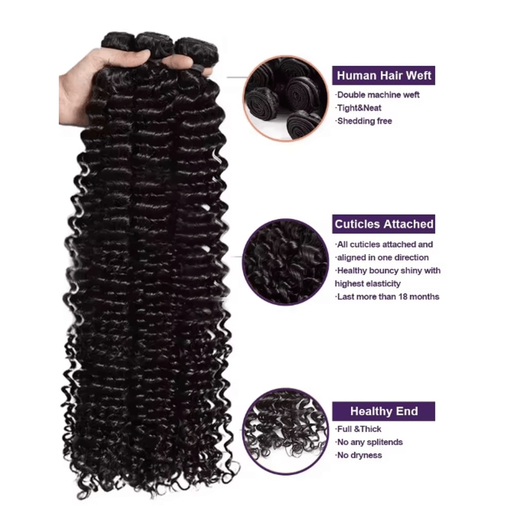 3034 Inch Deep Wave Virgin Human Hair Bundles Raw Unprocessed Double Weft 6
