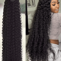 30–34 inch deep wave virgin human hair bundles, raw unprocessed double weft
