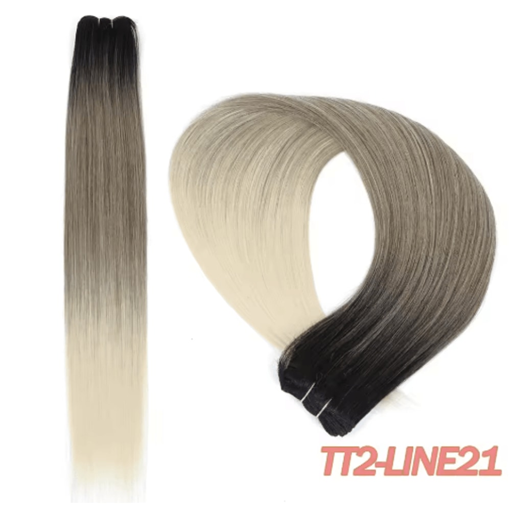 32Inch Ombre Straight Synthetic Hair Bundle 200g HighTemperature Fiber 27613 Brown Grey M618 1