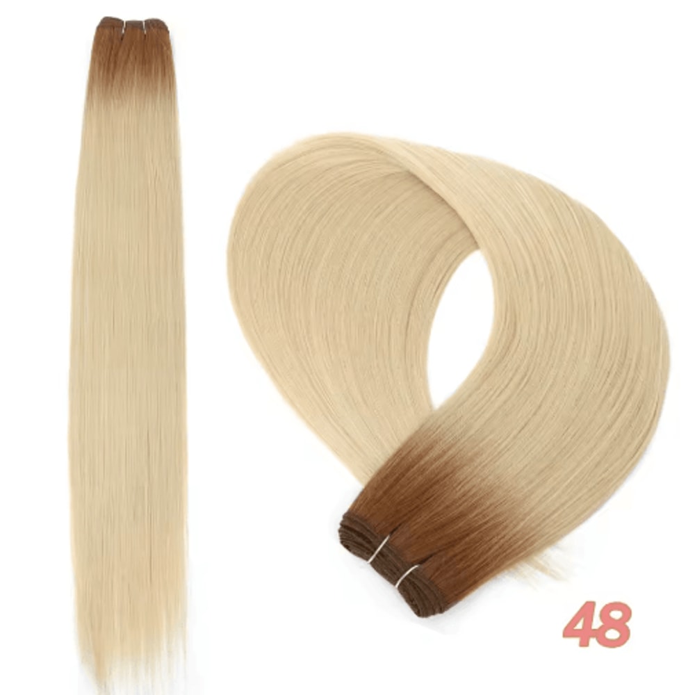 32Inch Ombre Straight Synthetic Hair Bundle 200g HighTemperature Fiber 27613 Brown Grey M618 13