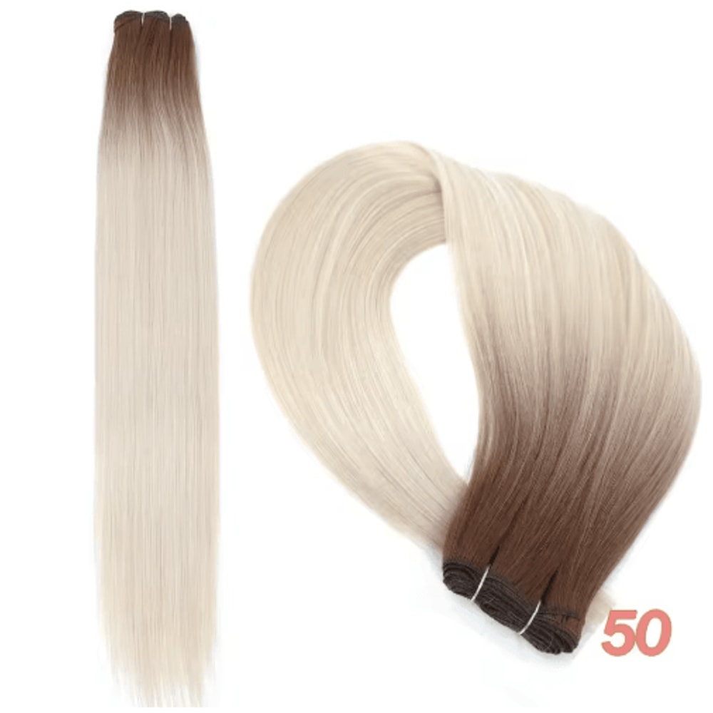 32Inch Ombre Straight Synthetic Hair Bundle 200g HighTemperature Fiber 27613 Brown Grey M618 15