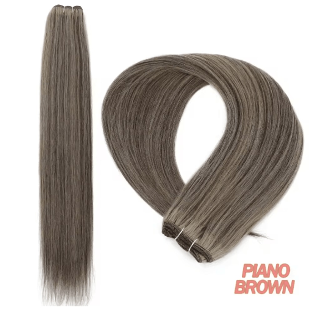 32Inch Ombre Straight Synthetic Hair Bundle 200g HighTemperature Fiber 27613 Brown Grey M618 16