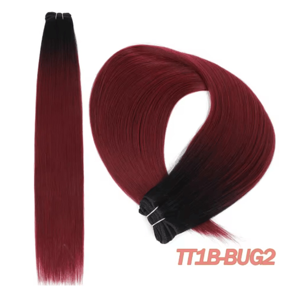 32Inch Ombre Straight Synthetic Hair Bundle 200g HighTemperature Fiber 27613 Brown Grey M618 21