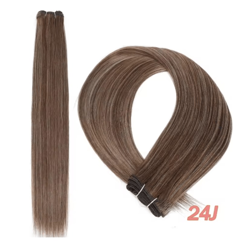 32Inch Ombre Straight Synthetic Hair Bundle 200g HighTemperature Fiber 27613 Brown Grey M618 26