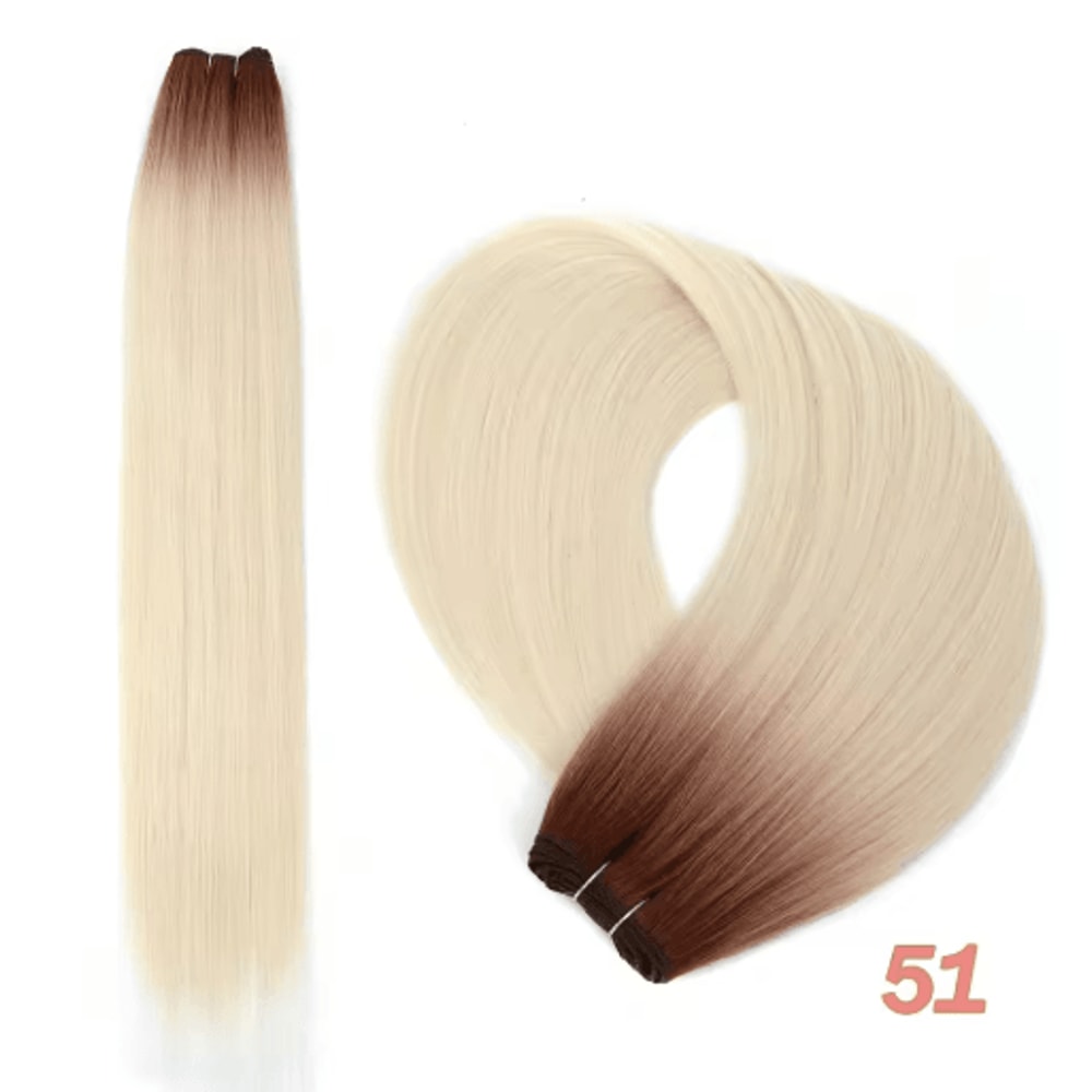 32Inch Ombre Straight Synthetic Hair Bundle 200g HighTemperature Fiber 27613 Brown Grey M618 29
