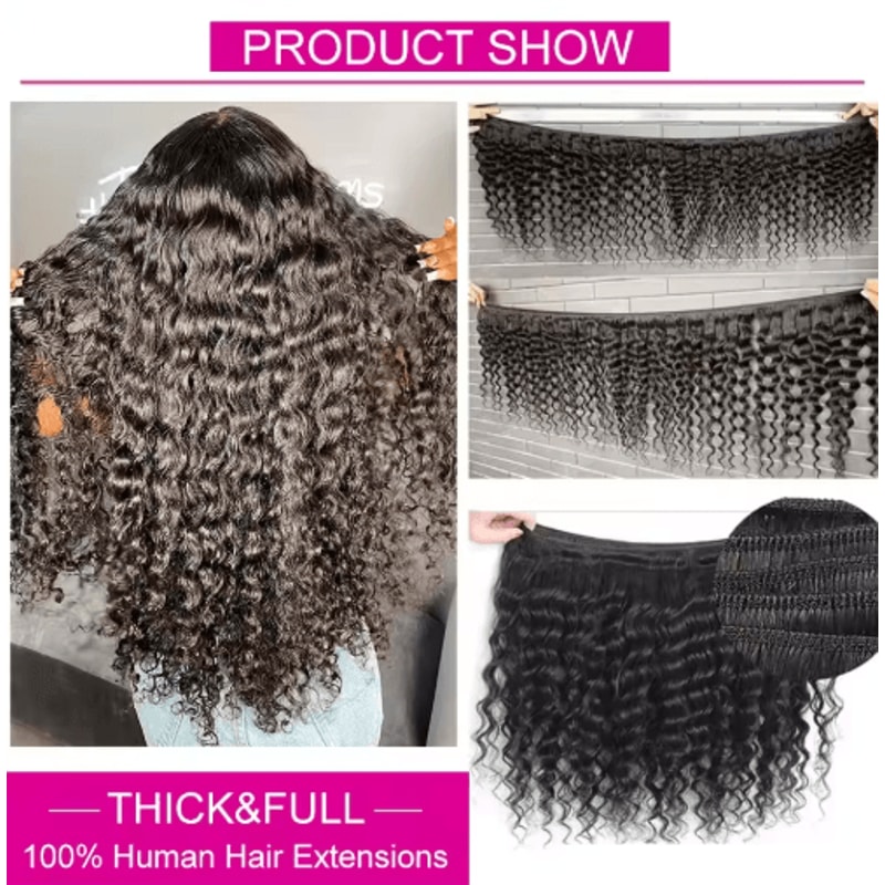 Luvin Curly Bundles Human Hair 30 34 Inch Deep Wave Raw 1 3 4 Hair Bundles 100 Unprocessed Double W 2