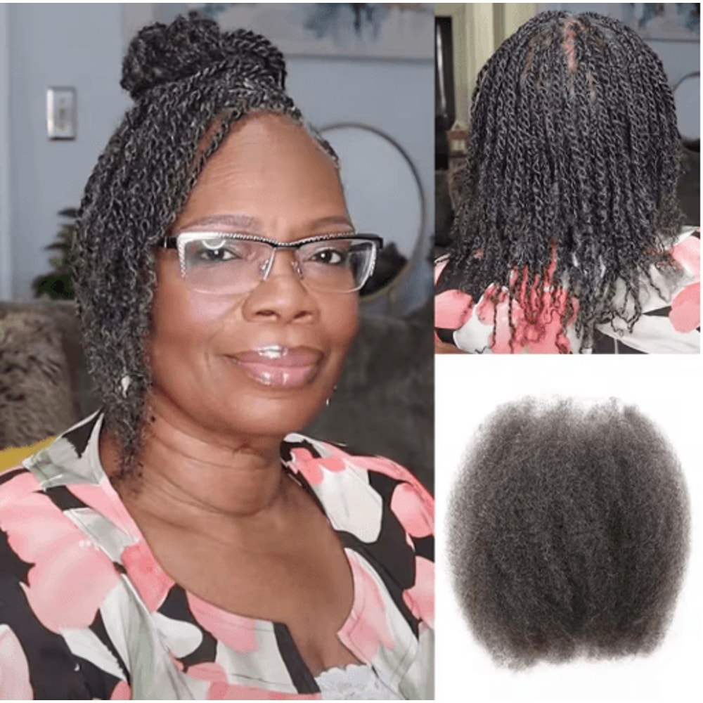 Black Pearl Top Peruvian Kinky Curly Mini Twist Bulk Human Hair 50g Remy Bundles 2