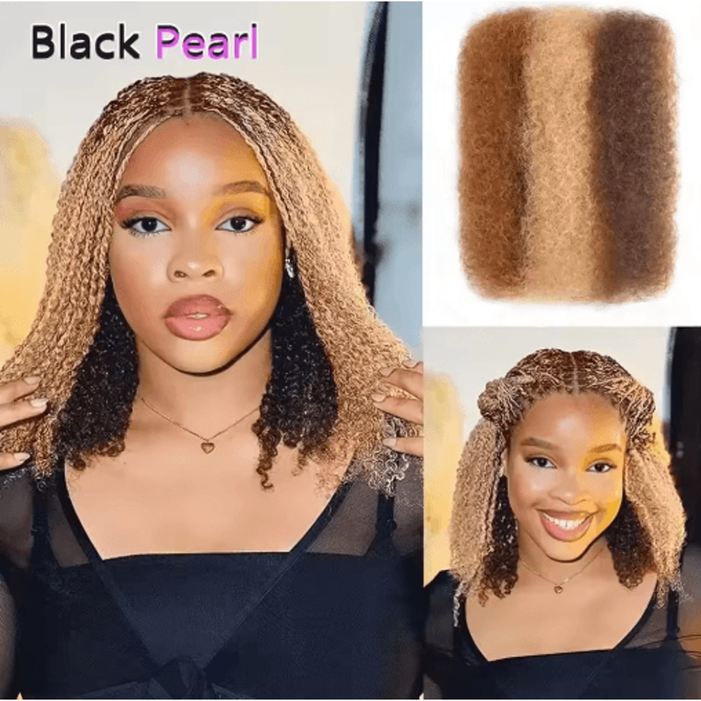 Black Pearl Top Peruvian Kinky Curly Mini Twist Bulk Human Hair 50g Remy Bundles 3