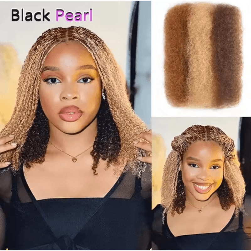 Black Pearl Top Peruvian Kinky Curly Mini Twist Bulk Human Hair 50g Remy Bundles 3