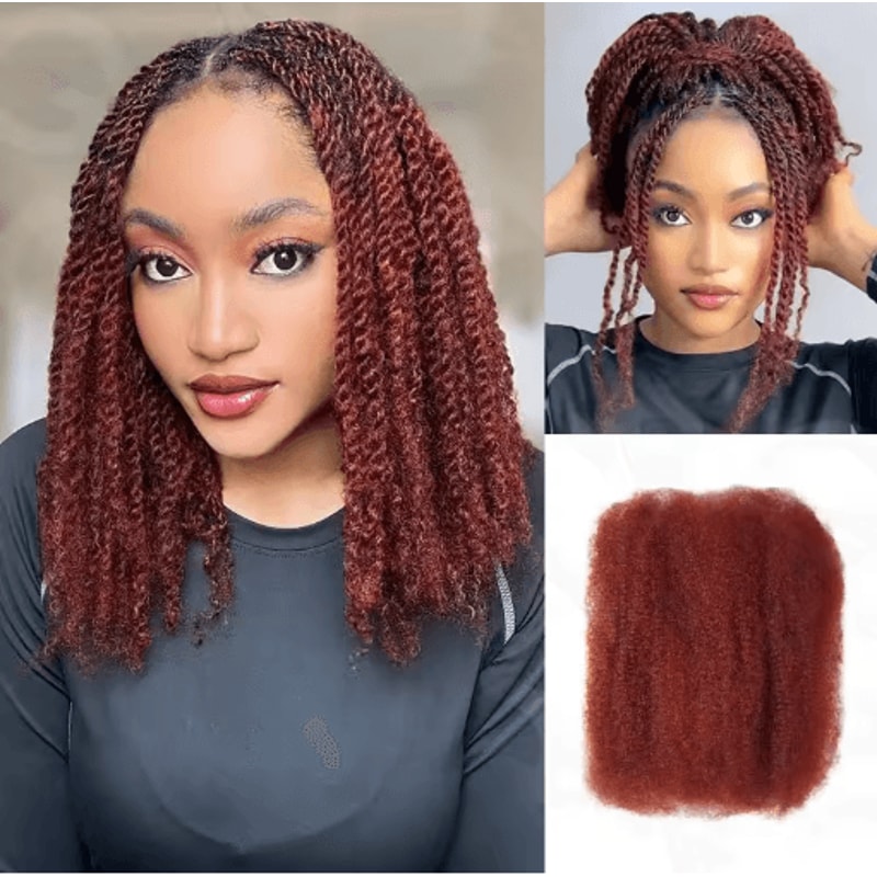 Black Pearl Top Peruvian Kinky Curly Mini Twist Bulk Human Hair 50g Remy Bundles 4