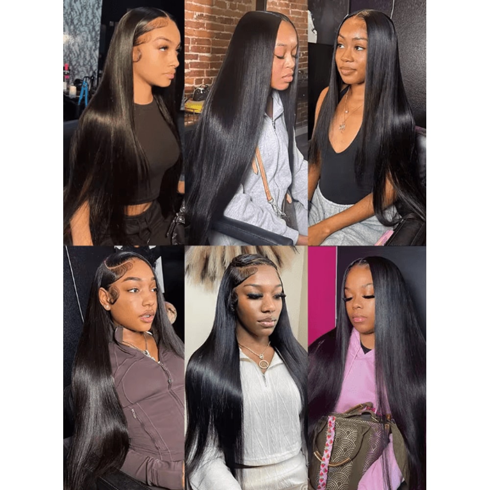 100 Human Hair Bone Straight 13x6 HD Lace Front Wig 5x5 Glueless 40 Inch 13x4 Lace Frontal Wigs Bla 2