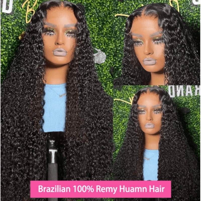 13by6 HD Lace Frontal Deep Wave Human Hair Wig 250 Density Brazilian Curly Wig 4