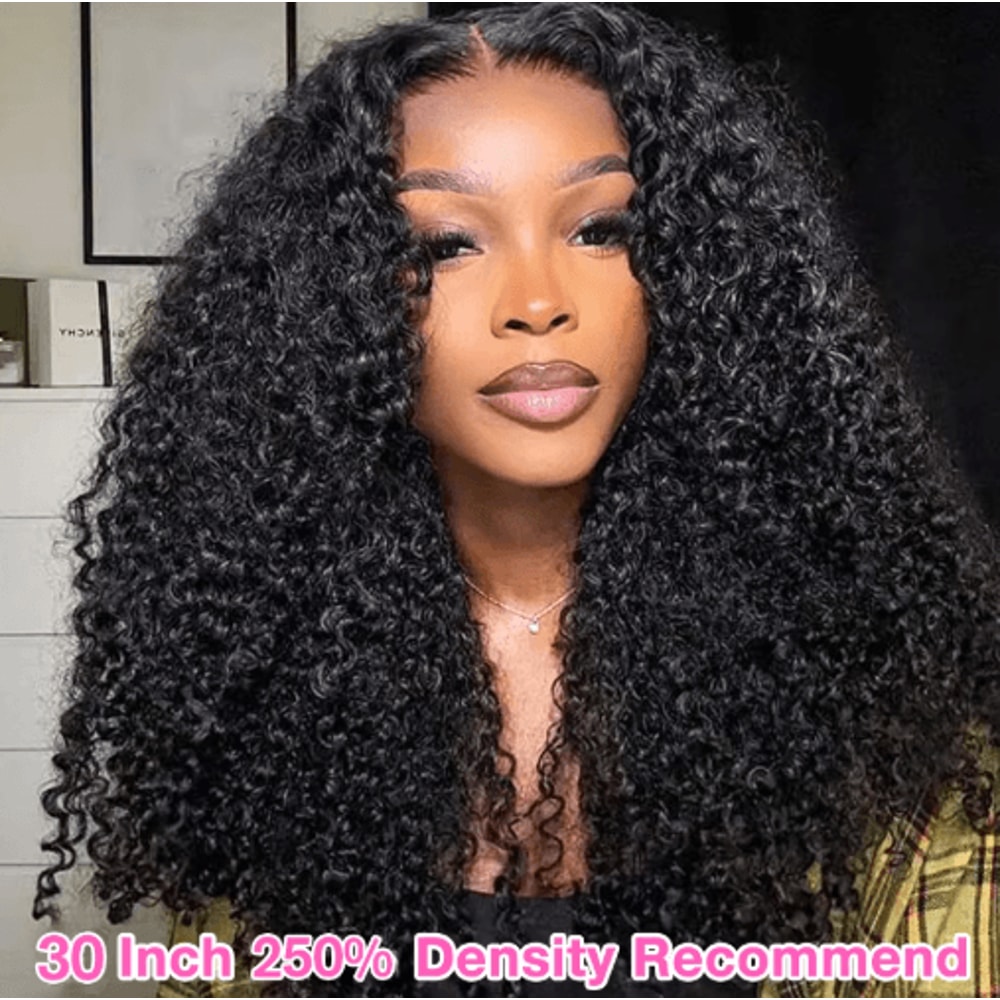 4C Kinky Curly Human Hair Wig With 13by6 HD Lace Frontal 4by4 Glueless Closure 4