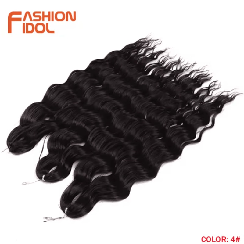 FASHION IDOL 24Inch Ombre Rainbow Water Wave Crochet Hair Synthetic Deep Wave Braiding Extensions 12