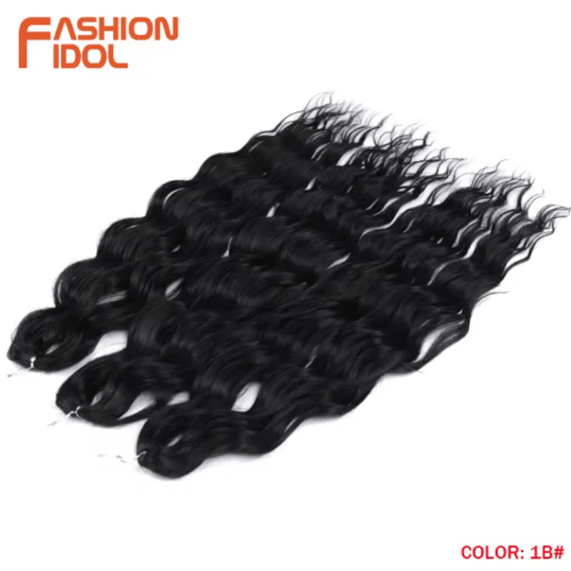FASHION IDOL 24Inch Ombre Rainbow Water Wave Crochet Hair Synthetic Deep Wave Braiding Extensions 15