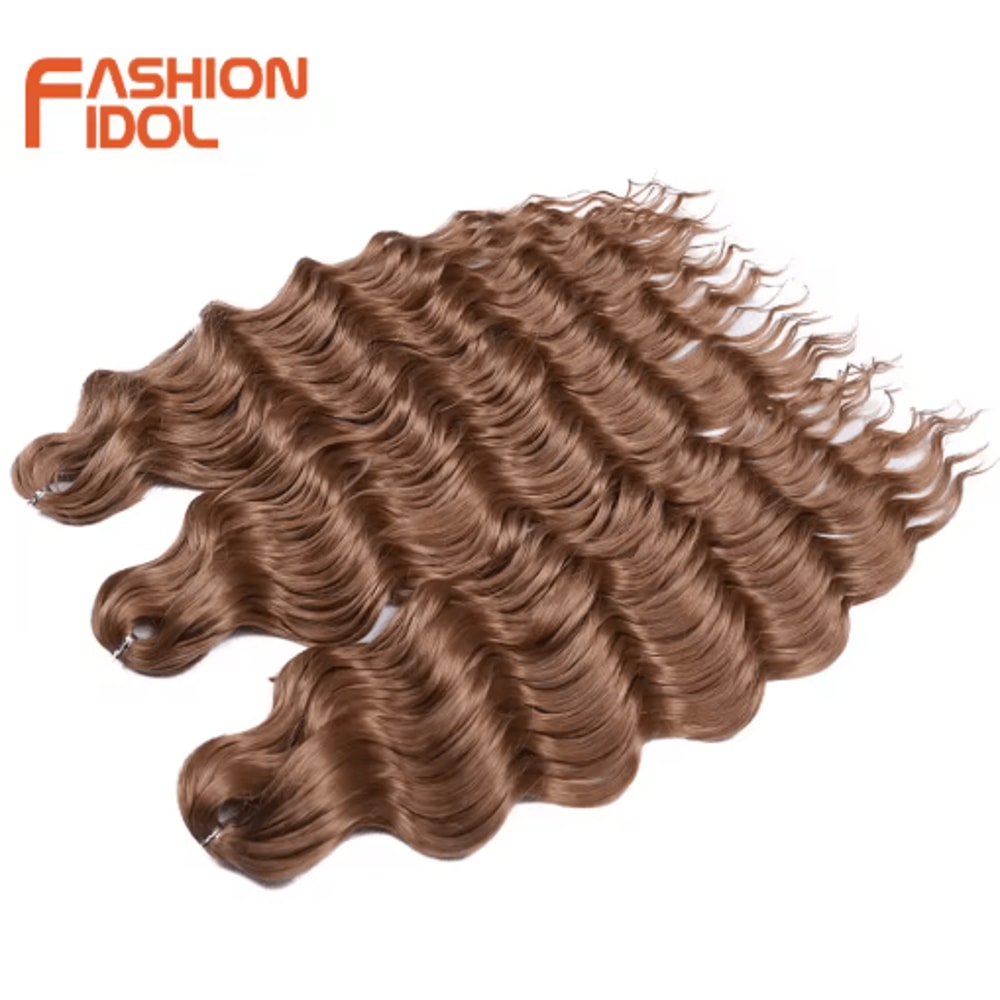 FASHION IDOL 24Inch Ombre Rainbow Water Wave Crochet Hair Synthetic Deep Wave Braiding Extensions 19