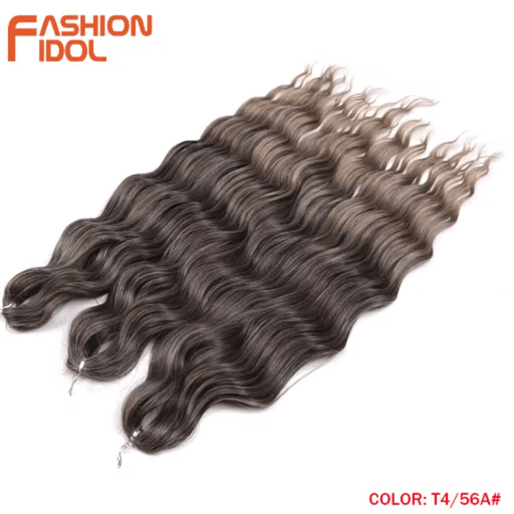 FASHION IDOL 24Inch Ombre Rainbow Water Wave Crochet Hair Synthetic Deep Wave Braiding Extensions 6