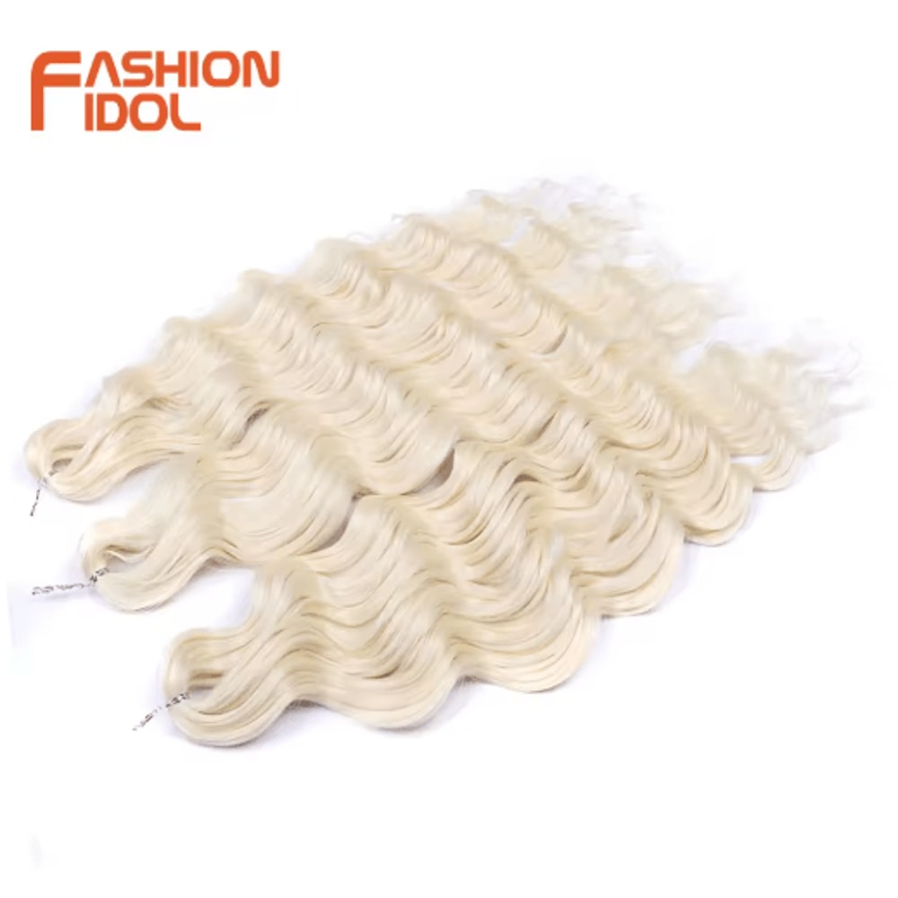 FASHION IDOL 24Inch Ombre Rainbow Water Wave Crochet Hair Synthetic Deep Wave Braiding Extensions 23