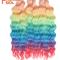 FASHION IDOL 24Inch Ombre Rainbow Water Wave Crochet Hair Synthetic Deep Wave Braiding Extensions 26