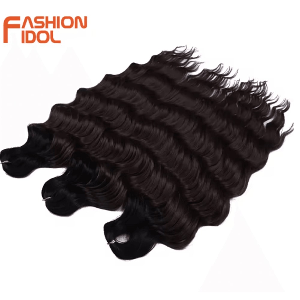 FASHION IDOL 24Inch Ombre Rainbow Water Wave Crochet Hair Synthetic Deep Wave Braiding Extensions 28