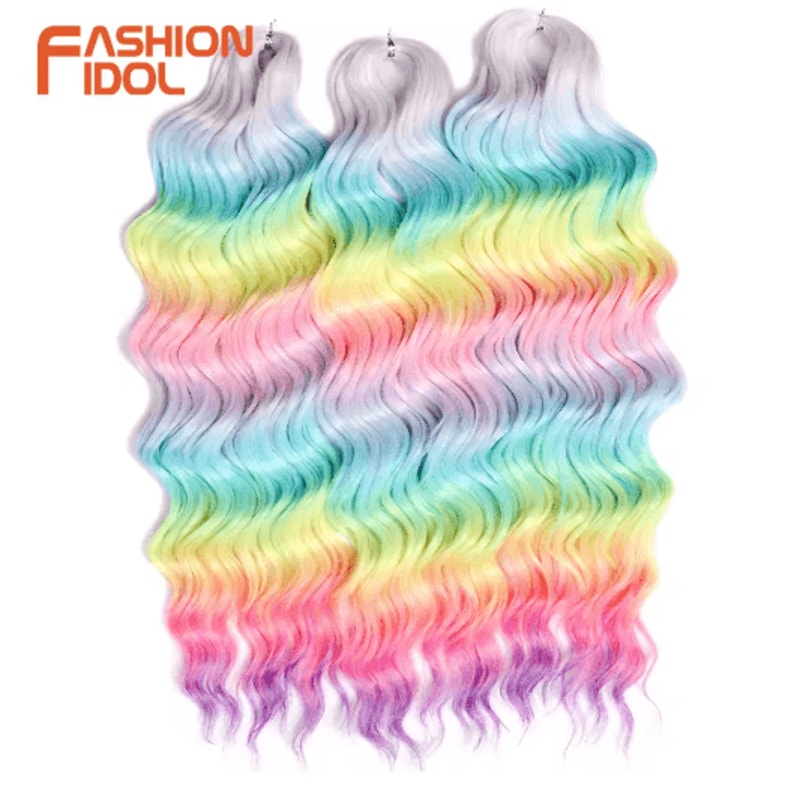 Anna Hair 24 Inch Loose Deep Wave Synthetic Crochet Braiding Hair Ombre Blonde Water Wave 3