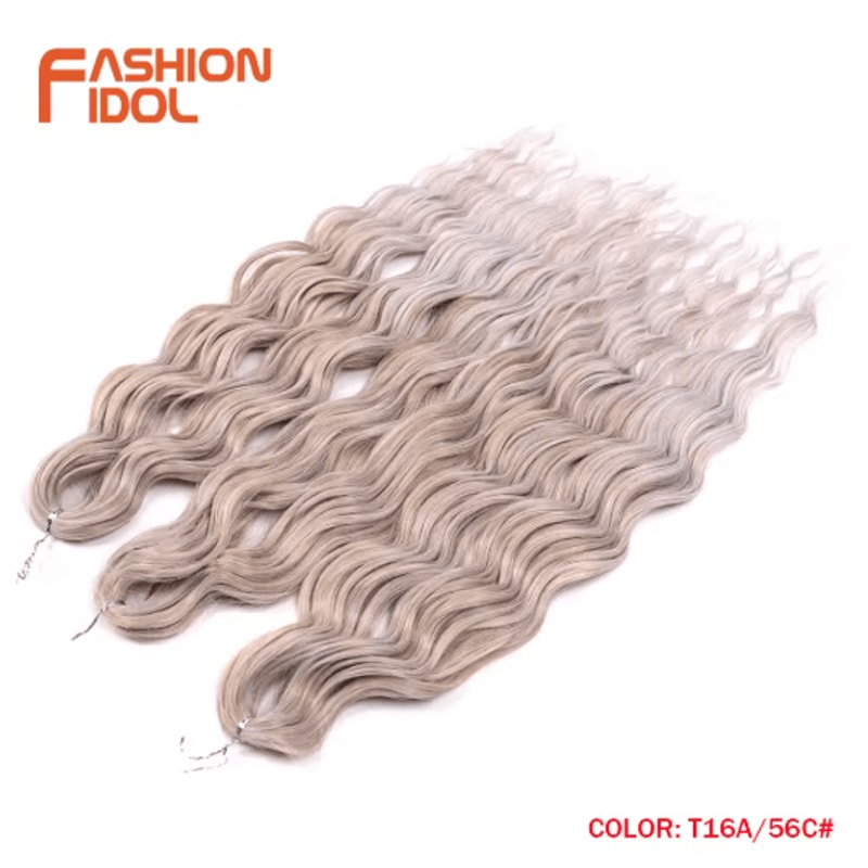Anna Hair 24 Inch Loose Deep Wave Synthetic Crochet Braiding Hair Ombre Blonde Water Wave 4