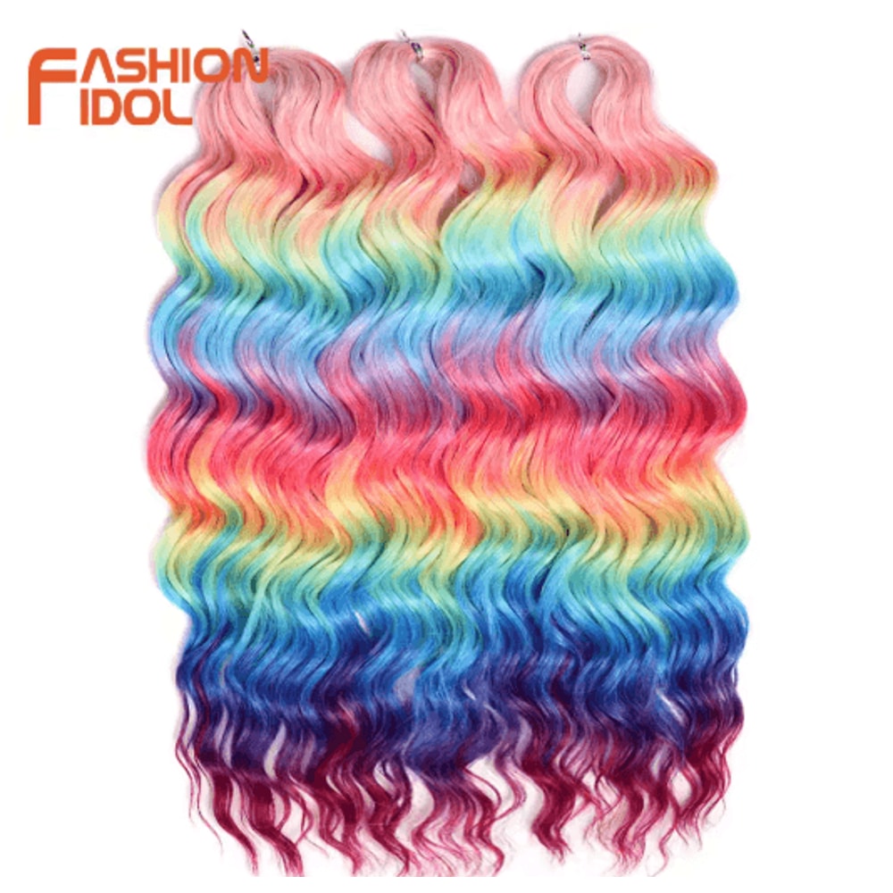 Anna Hair 24 Inch Loose Deep Wave Synthetic Crochet Braiding Hair Ombre Blonde Water Wave 10